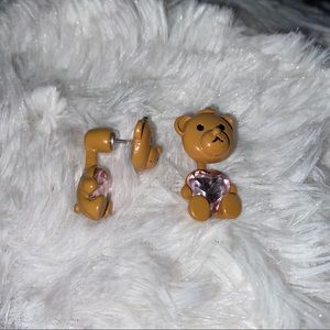 3D teddy bear earrings